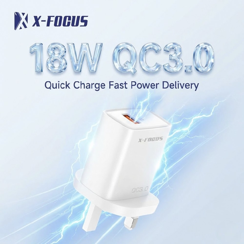Power Up Faster: X-FOCUS Vessel Series 18W QC3.0 UK Wall Charger