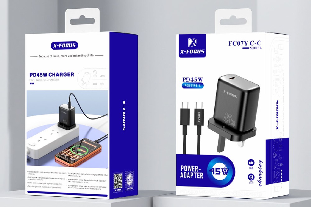 Power Up Your World: The X-FOCUS 45W GaN Fast Charger Kit (UK Plug)